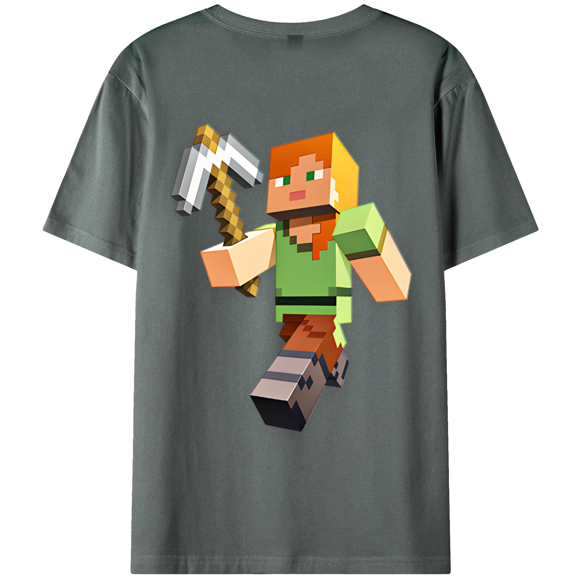 （画像用） マインクラフト ブロックの世界 Minecraft MC Block world 綿100％ メンズ半袖Tシャツ（バックプリント） 通気性